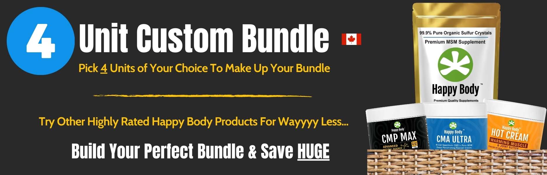 Happy Body 4 Unit Custom Bundles Desktop Hero Aug 2024 - Desk - Canada- 1080x400