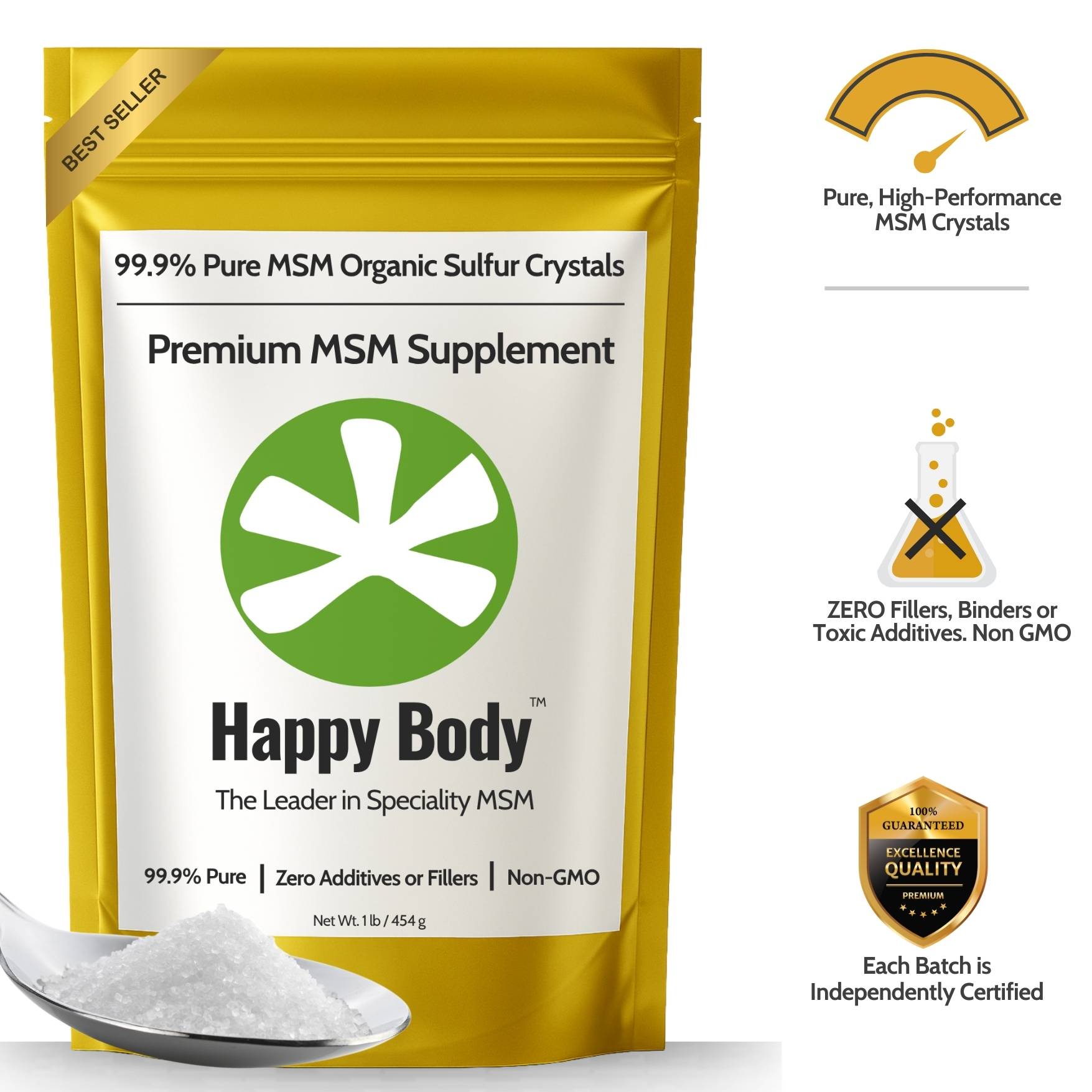 Happy Body Organic Sulfur Crystals - 1lb. Bag- Samples