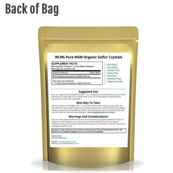 Organic Sulfur 7oz Back of Bag