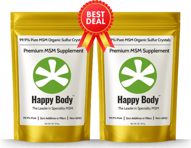 Two 1 lb bags of Happy Body Organic Sulfur pure MSM crystals