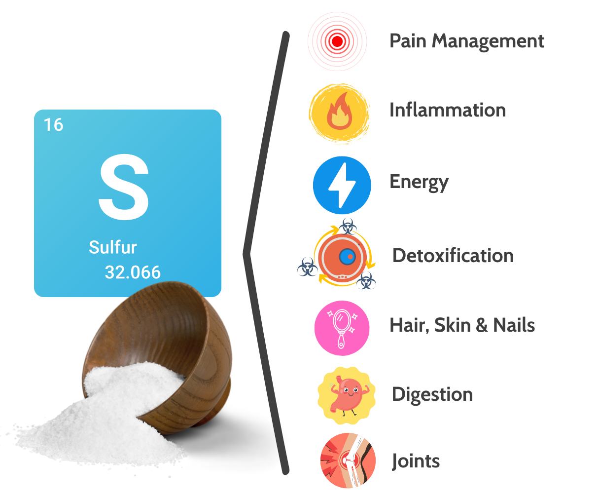 The body depends on Sulfur for many purposes